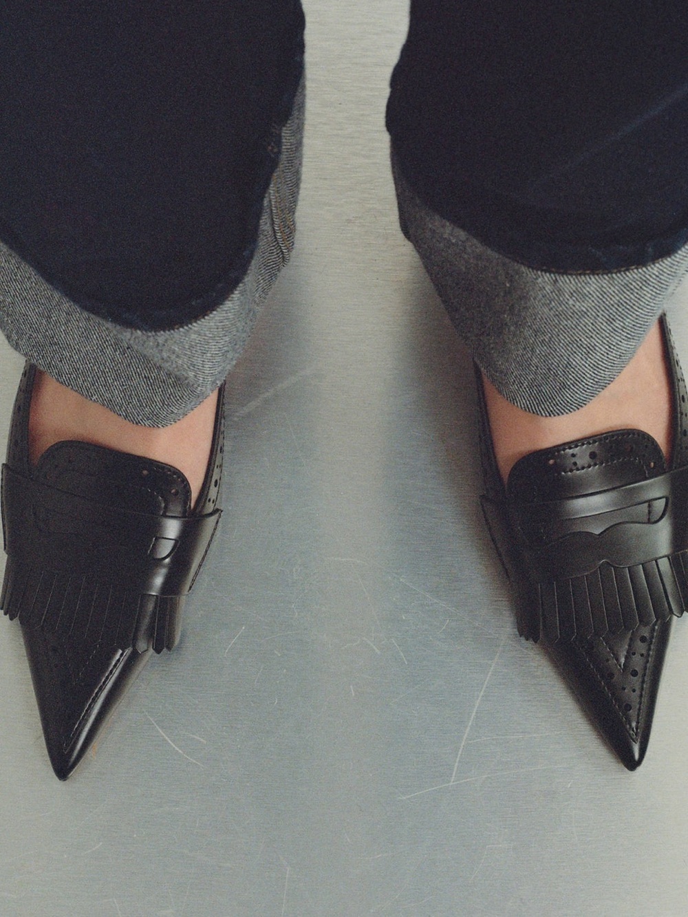 Mango Fringe Pointed-Toe Slingback Heels – Black US 6 Euro 36 New
